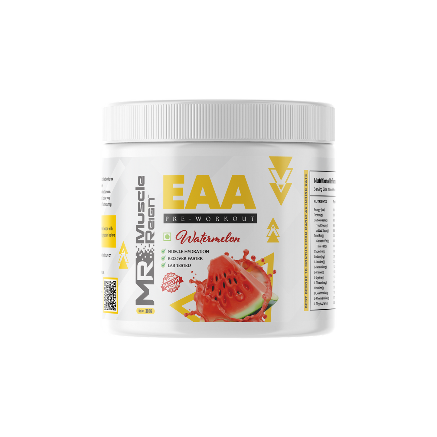 Muscle Reign Watermelon Pre and Post Workout EAA Powder for Muscle Hydration and Recovery