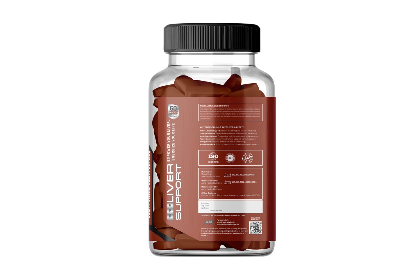 Muscle Reign Liver Support Supplement Bottle with 60 Capsules for Liver Health