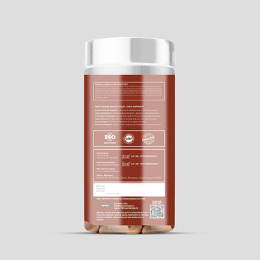 Muscle Reign milk thistle extract 600mg tablets in a sleek container for liver support