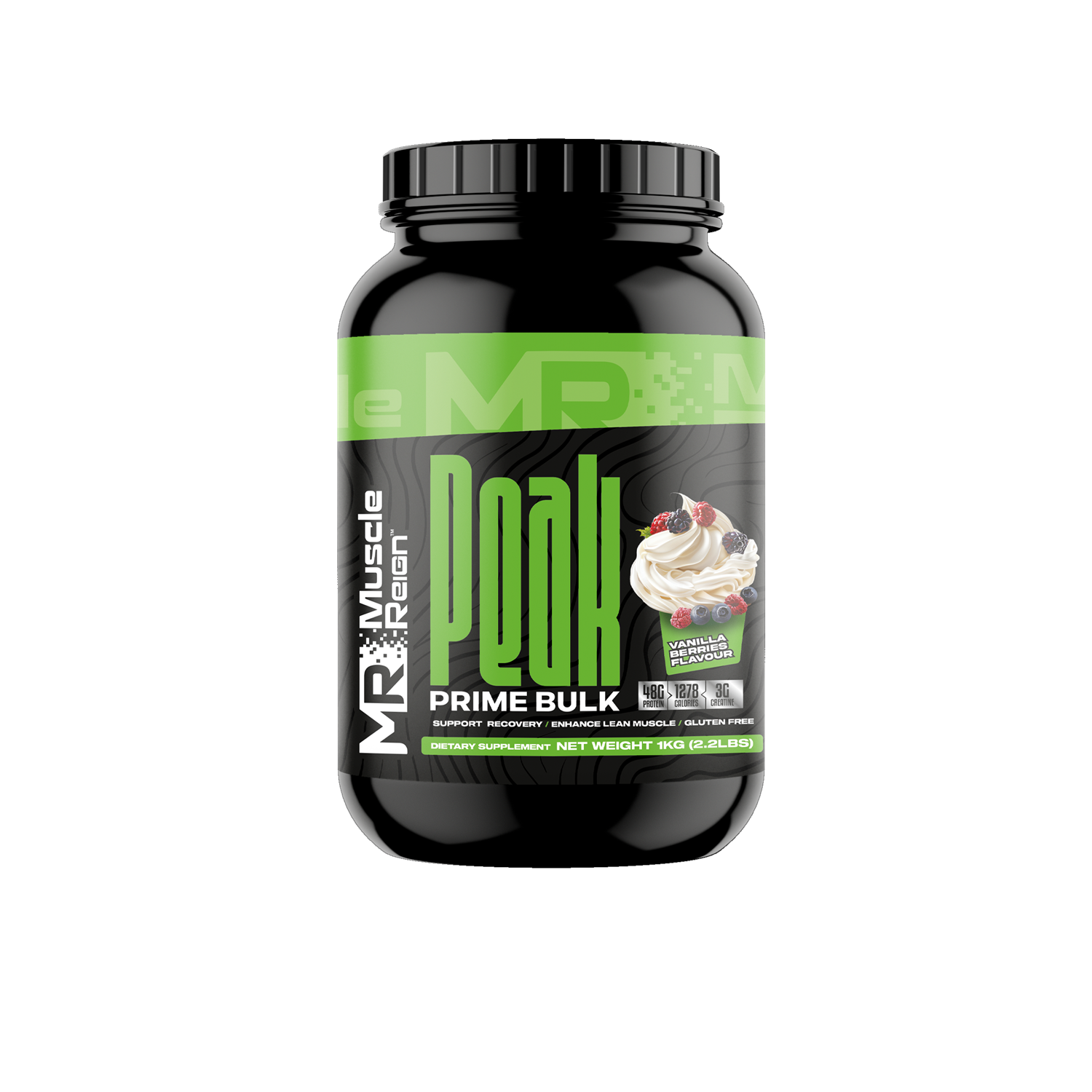 Muscle Reign Peak Prime Bulk 1kg protein powder with creamy flavor for muscle growth and recovery
