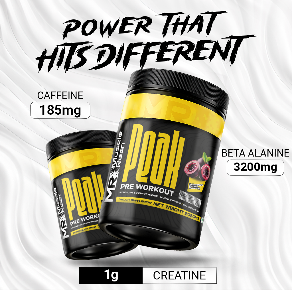Muscle Reign Peak Pre-Workout Supplement with 185mg caffeine and 3200mg beta alanine for enhanced energy