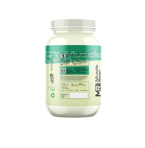 Muscle Reign Ripped Isolate Protein Powder Container with Nutritional Information and Ingredients