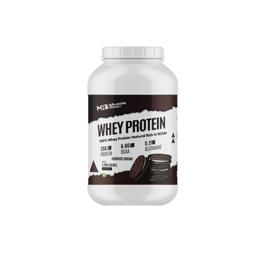 Muscle Reign Whey Protein Supplement with 25g Protein per Serving in Cookies and Cream Flavor