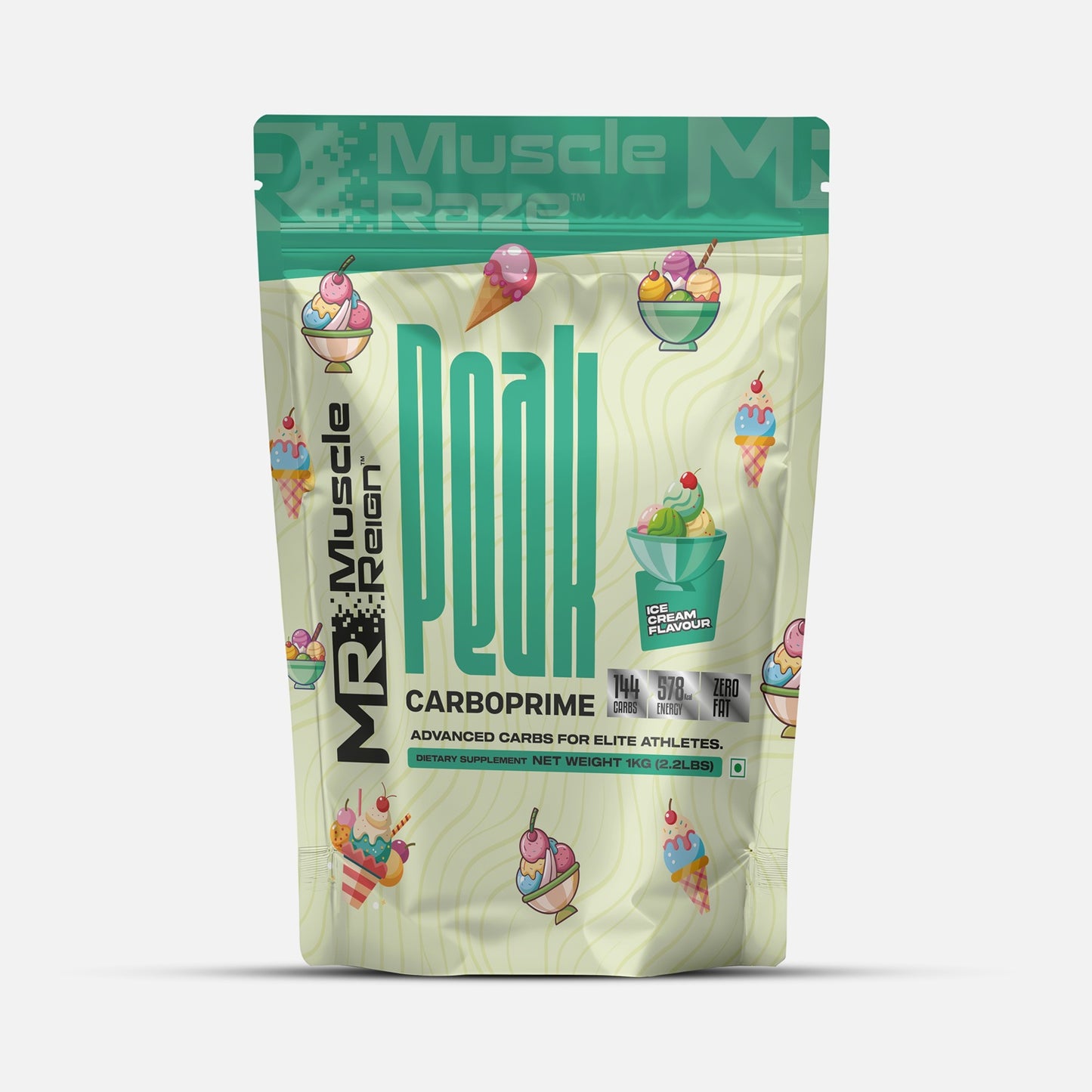 Muscle Reign Peak Carboprime 1kg 2.2 Lbs (144 Carbs+578 Kacl Energy Zero Fat)