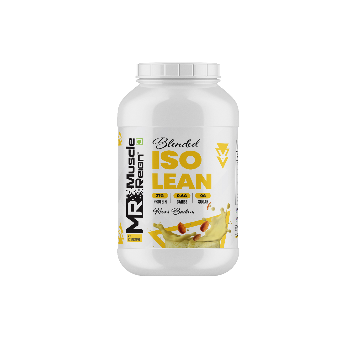 Muscle Reign Blended ISO Lean 2.2kg (5LBS) 27g Protein+.06g Carbs+ Sugar free + Free Shaker