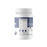 Muscle Reign Instant Energy Formula Powder container with nutritional information label on a black background