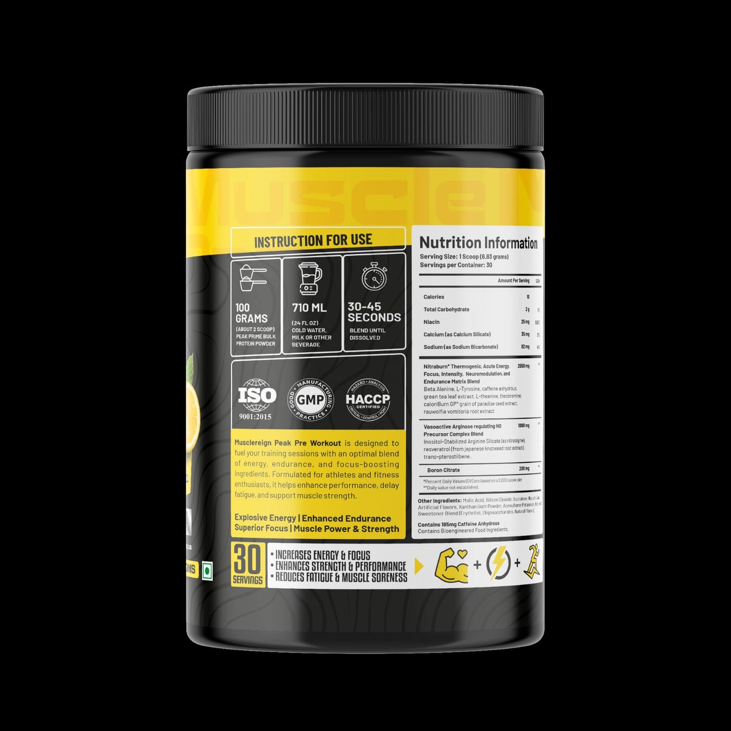 Muscle Reign Peak Pre-Workout 3200mg Beta Alanine+300mg Caffeine+1gm Creatine