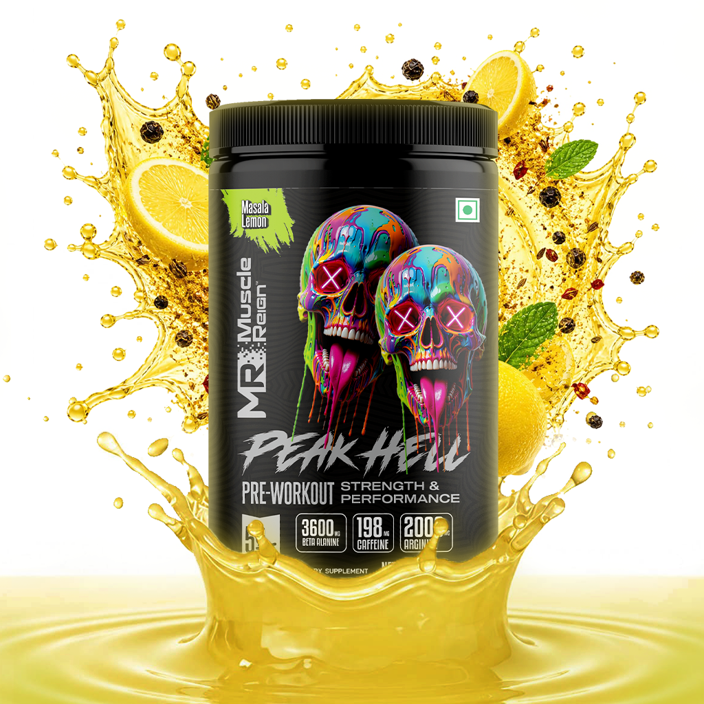 Muscle Reign Peak Hell Pre-Workout Masala Lemon flavour — strength and performance pre-workout powder India