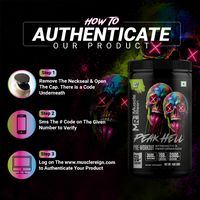 Muscle Reign Peak Hell Pre-Workout authenticity verification guide — 3-step SMS and website authentication process
