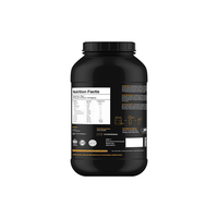 Muscle Reign Mass Gainer Protein Powder with Nutrition Facts Label on Back of Container