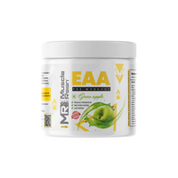 Muscle Reign Green Apple pre and post workout EAA powder container for muscle recovery