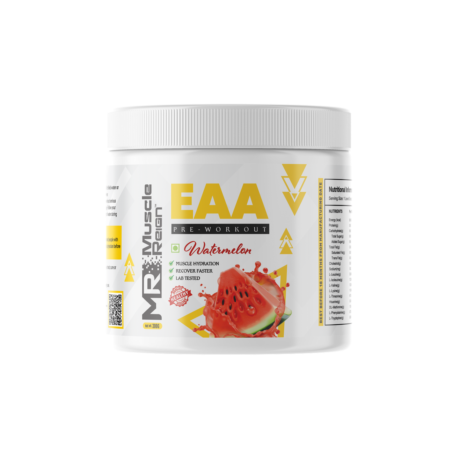 Muscle Reign Watermelon Pre and Post Workout EAA Powder for Muscle Hydration and Recovery