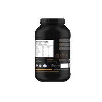 Muscle Reign Muscle weight gain powder 6 lbs container showing nutrition facts and ingredients