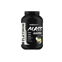 Muscle Reign Platinum Mass Gainer in a 6 lbs container with 2160 calories and 43g protein per serving