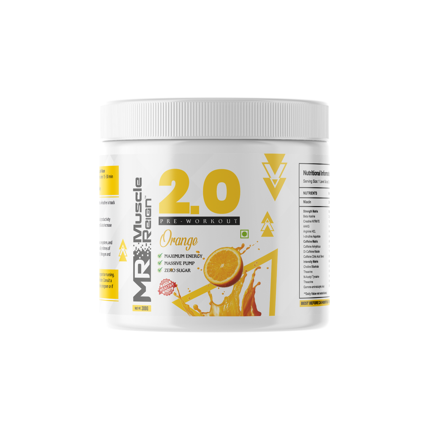 Muscle Reign 2.0 Pre Workout Supplement in Orange Flavor, the best pre workout supplement for muscle gain
