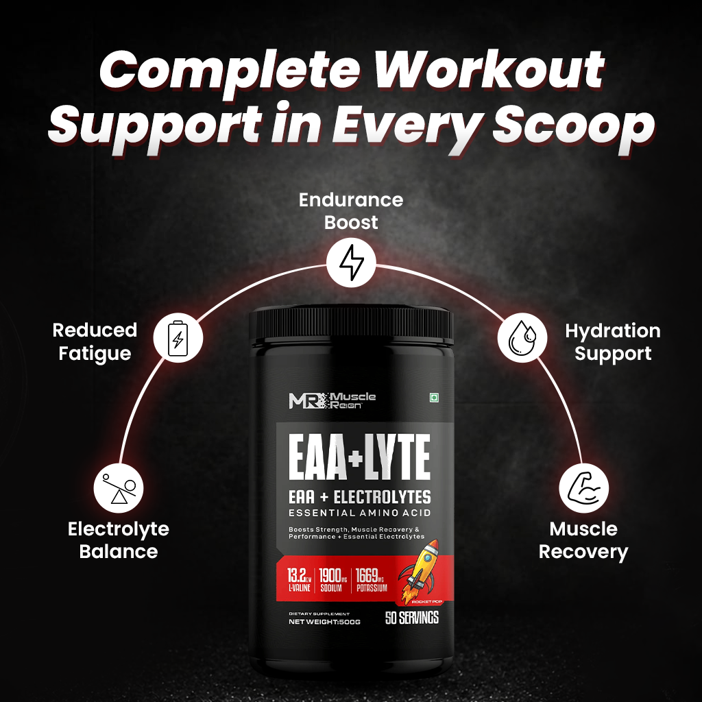 Muscle Reign EAA+LYTE Supplement with Essential Amino Acids for hydration and muscle recovery