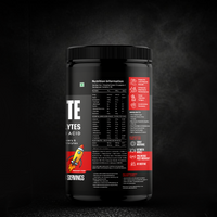 Muscle Reign Essential Amino Acids supplement container with detailed nutrition facts and serving information