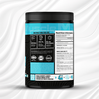 Muscle Reign Glutamine Powder Container with Nutritional Information for Muscle Recovery