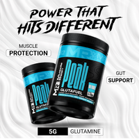 Muscle Reign Peak Glutamine Supplement for muscle protection and gut support in a black container