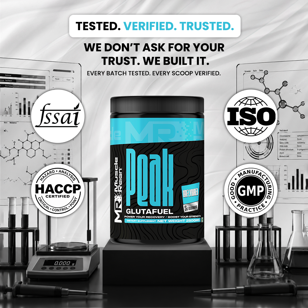 Muscle Reign Peak Glutamine Supplement for Recovery with Tested and Verified Quality