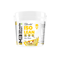 Muscle Reign Iso Lean Food Supplement in a White Bucket with nutritional information and flavor details