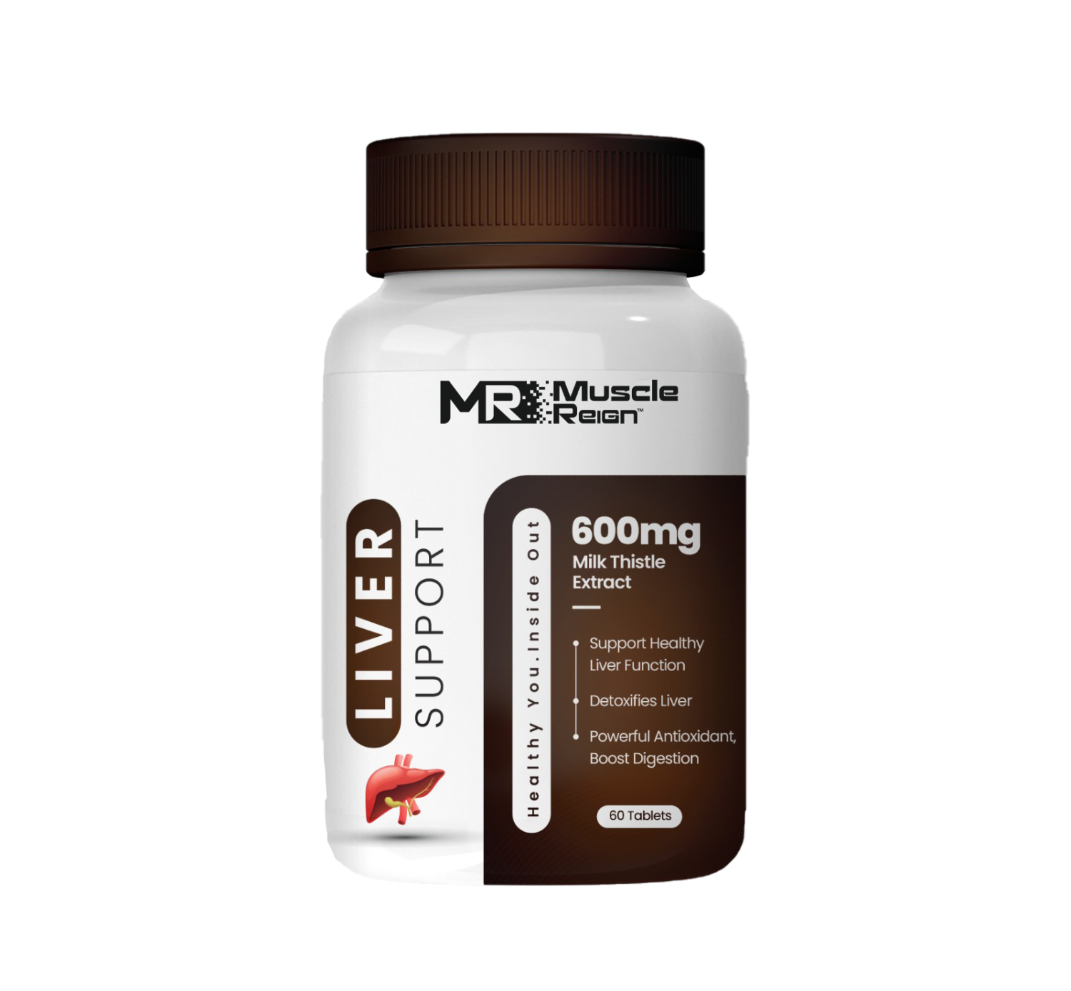 Muscle Reign Liver Support Supplement with 600mg Milk Thistle Extract for Healthy Liver Function
