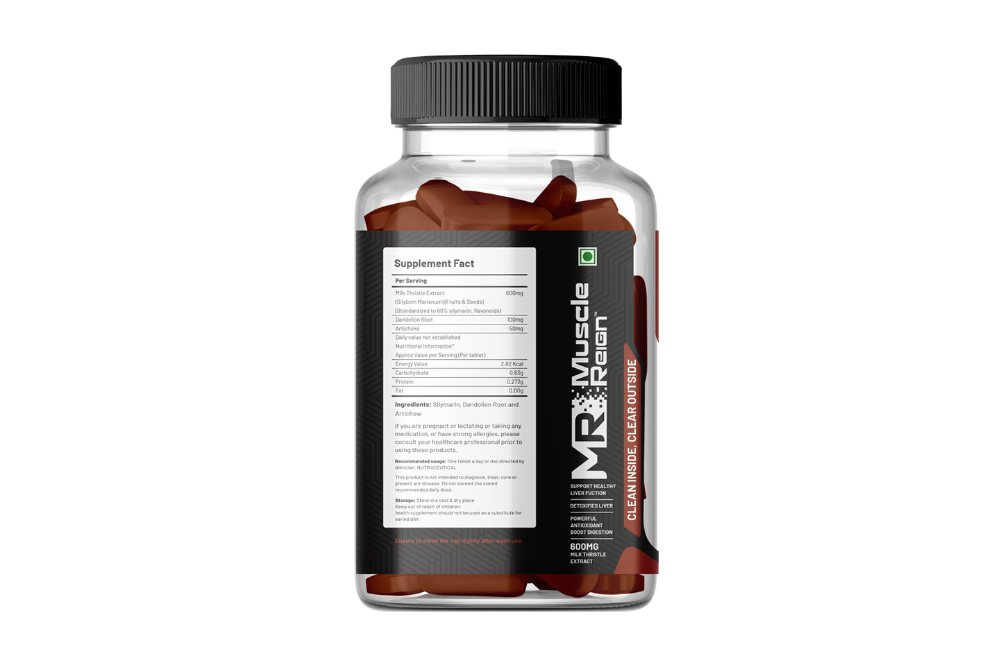 Muscle Reign Liver Support Supplement Bottle with Capsules for Enhanced Health