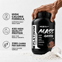 Muscle Reign Mass Gainer in Chocolate Flavor with 43g Protein and 218g Carbs per Serving for Muscle Growth