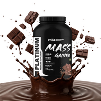 Muscle Reign Platinum Mass Gainer with 2180 calories and 430 grams of quality carbs in chocolate flavor
