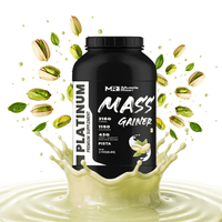 Muscle Reign Platinum Mass Gainer Protein Supplement with pistachio flavor and 2180 calories per serving