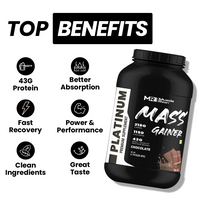 Muscle Reign Mass Gainer Chocolate Supplement with 43g protein for power and performance