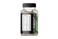 Muscle Reign Multi-vitamins in a clear bottle with detailed ingredient label for optimal health support