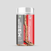 Muscle Reign Nitrox tablets for muscle growth in a 120-count bottle with a modern design