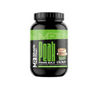 Muscle Reign Peak Prime Bulk 1kg protein supplement in a black container with colorful label for muscle gain.