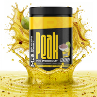 Muscle Reign Peak Pre-Workout Supplement in a colorful container with energy-boosting ingredients