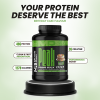 Muscle Reign Prime Bulk Birthday Cake Flavor Protein Supplement with 486g Protein and 1278 Calories