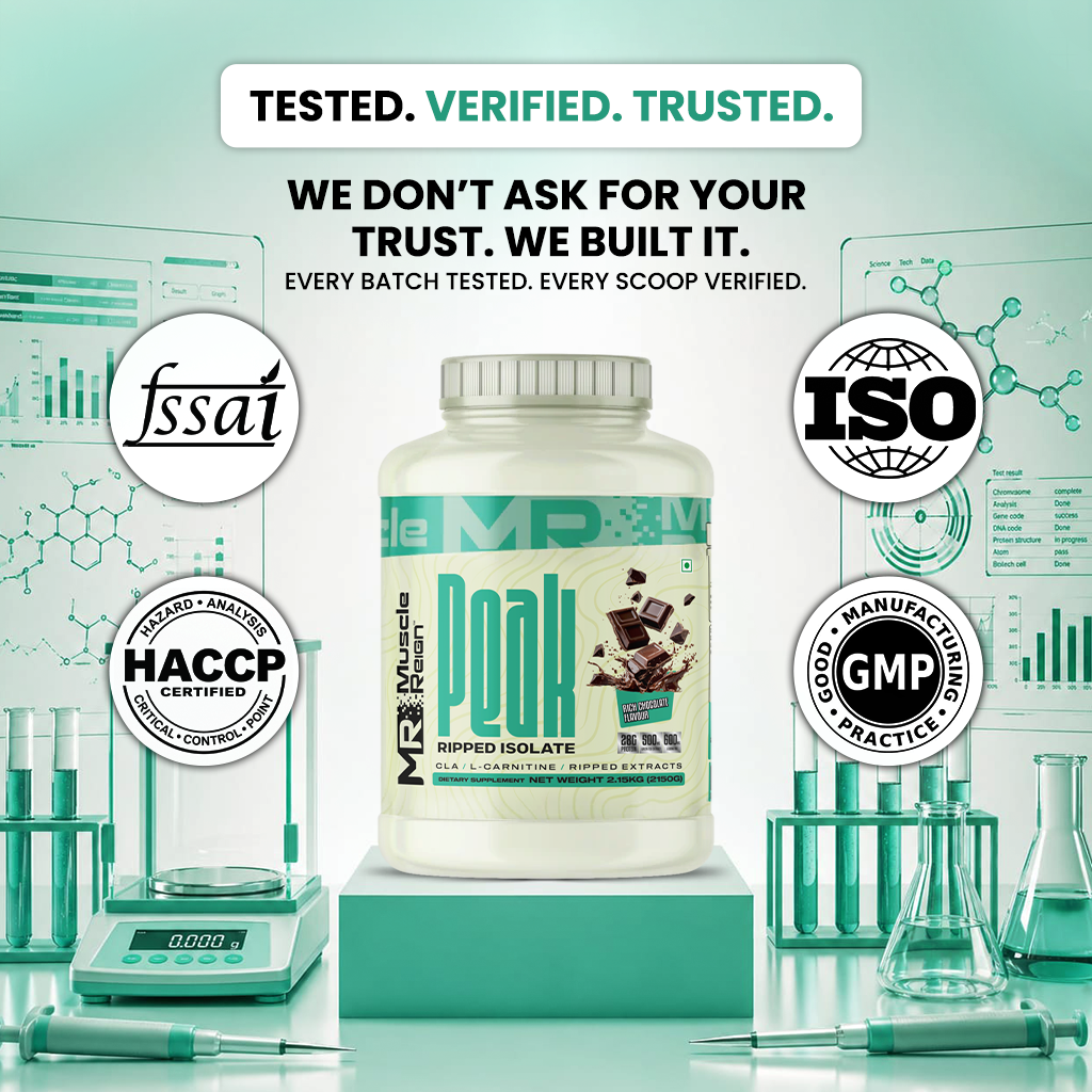 Muscle Reign Ripped Isolate Food Supplement Jar with Verified Quality and Testing Certifications