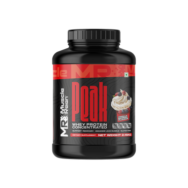 Muscle Reign Peak Whey Protein Concentrate featuring high protein powder with BCAA and EAA for muscle support