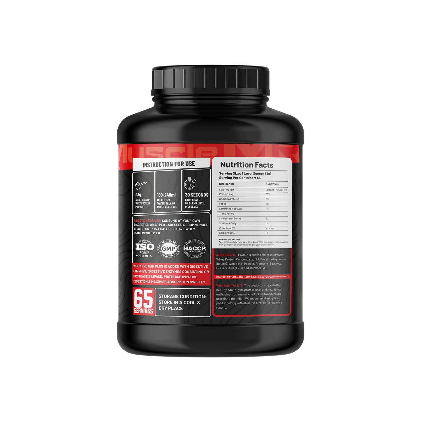 Muscle Reign Peak Whey Protein Concentrate 24g Protein + 2.4g BCAA's + 4.2g EAA No Add Sugar  2.15Kg [4.74 Lbs]+Free Shaker