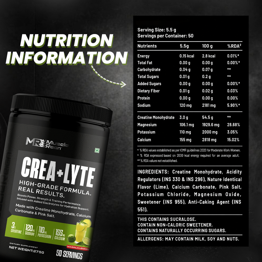 Crea and Lyte Creatine Supplement | 50 Servings