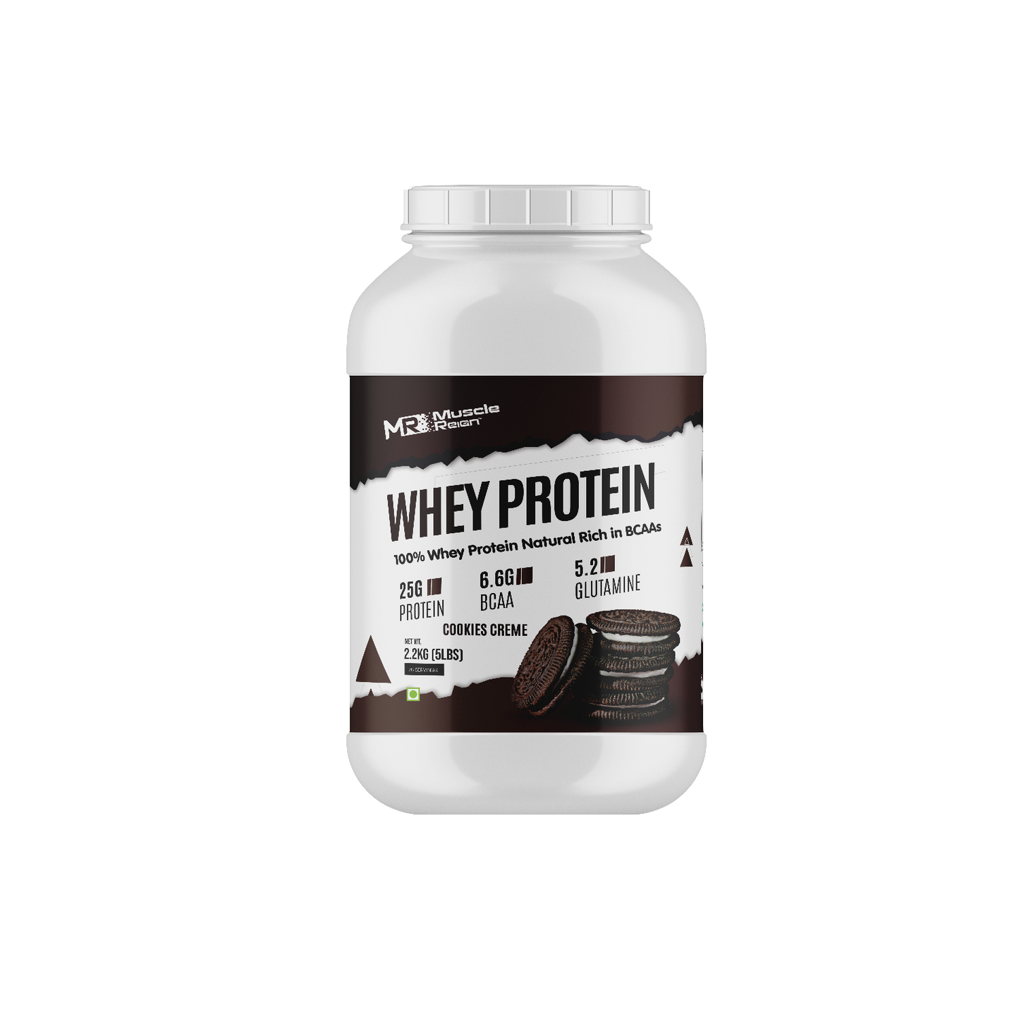 Muscle Reign Whey Protein 2.2kg 5Lbs+25Gm Protein+6.6Gm BCAA+5.2 Glutamine + Free Shaker