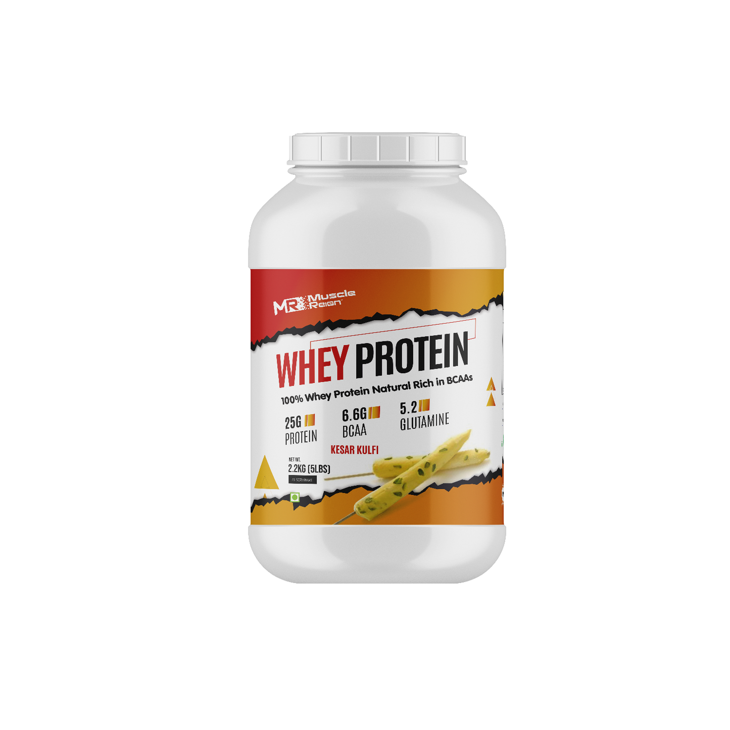 Muscle Reign Whey Protein 2.2kg 5Lbs+25Gm Protein+6.6Gm BCAA+5.2 Glutamine + Free Shaker