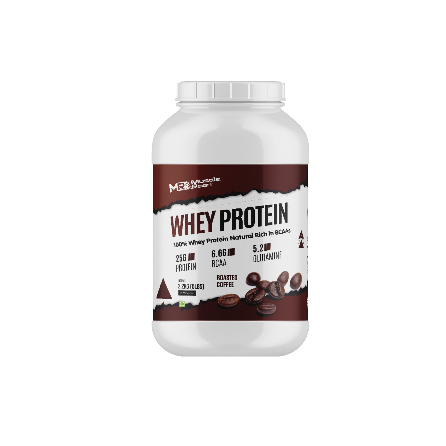 Muscle Reign Whey Protein 2.2kg 5Lbs+25Gm Protein+6.6Gm BCAA+5.2 Glutamine + Free Shaker
