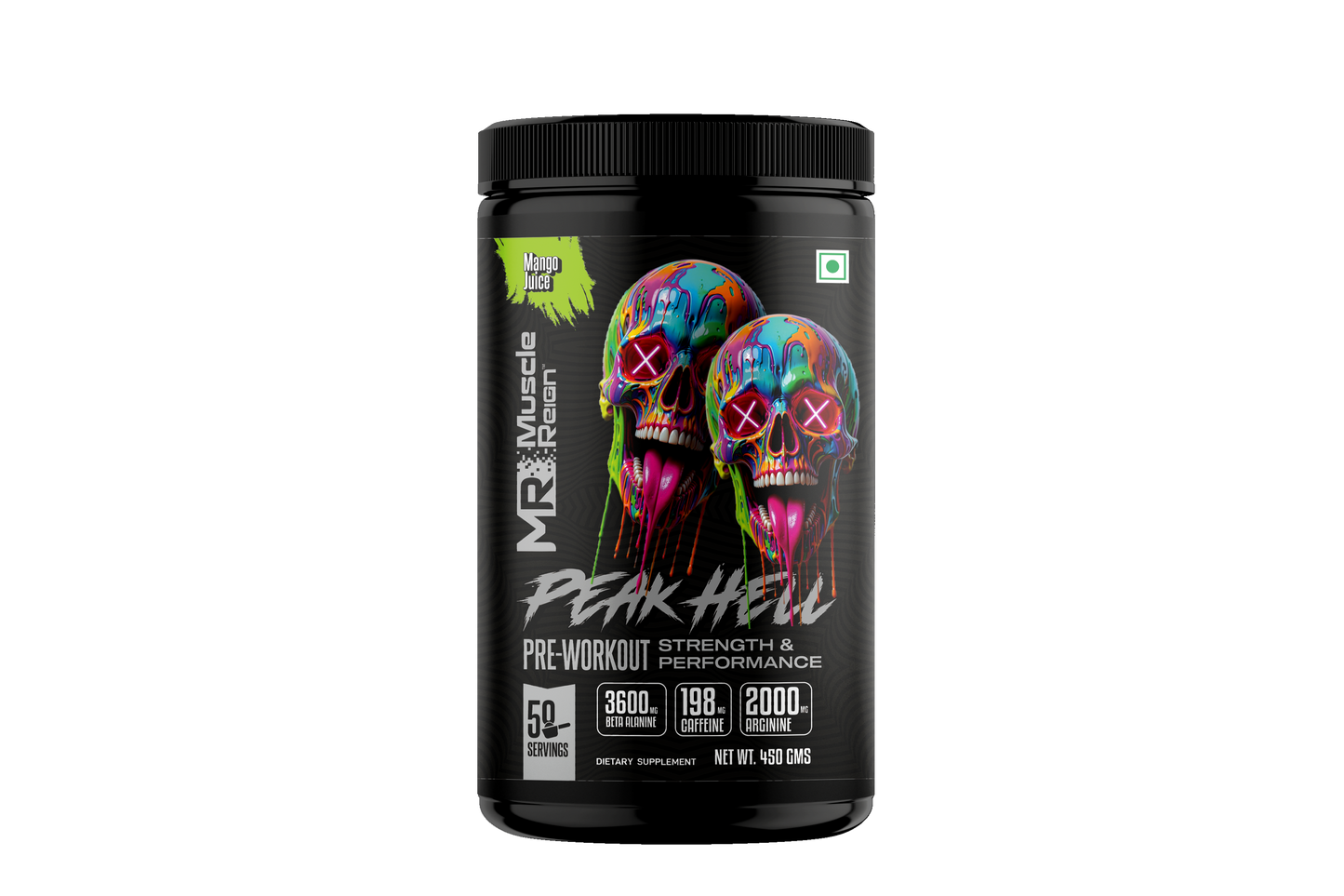 Muscle Reign Peak Hell Pre-Workout Supplement for Strength and Performance in Mango Flavor