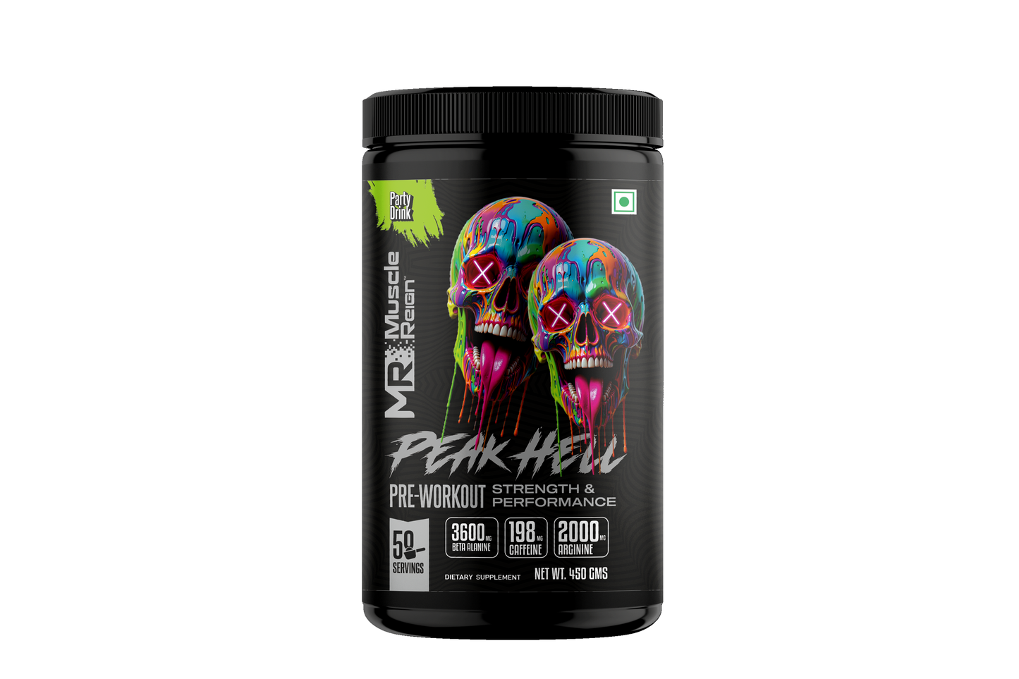 Muscle Reign Peak Hell pre-workout supplement with 50 servings for enhanced strength and performance