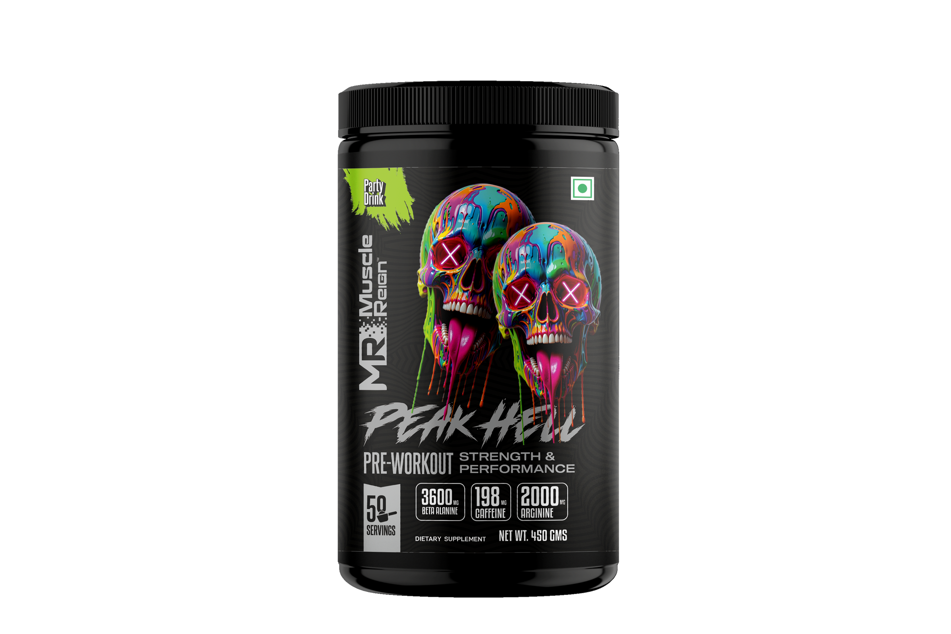 Muscle Reign Peak Hell pre-workout supplement with 50 servings for enhanced strength and performance